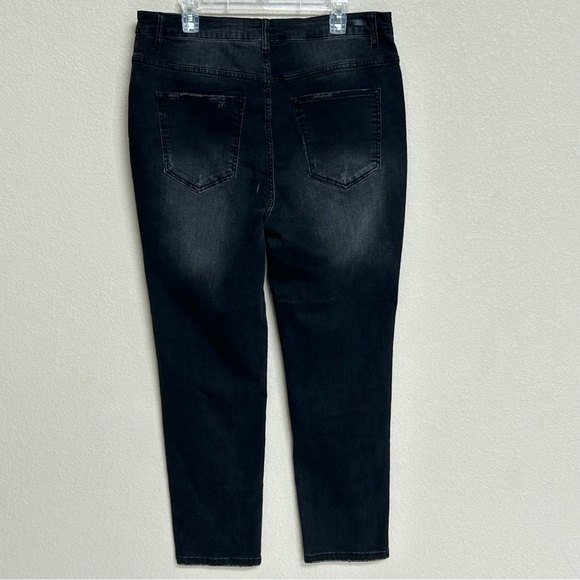 RISEN Jeans Distressed Black Denim Ankle Skinny Style XRDP1004 Women’s Size 2XL - Picture 2 of 7